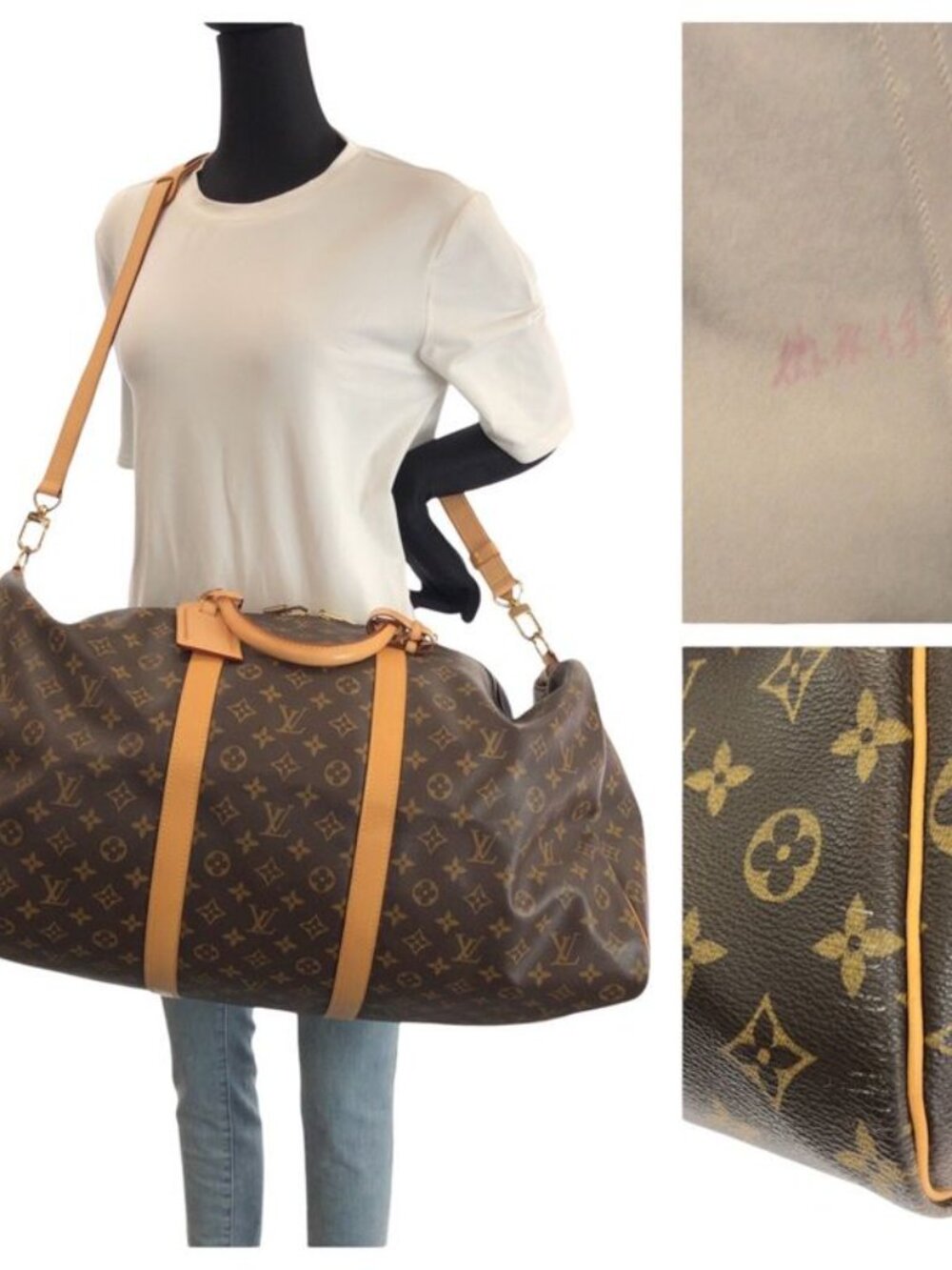 Louis Vuitton Monogram Keepall Bandouliere 60 2-Way Brown Gold Boston Bag - Picture 7 of 9